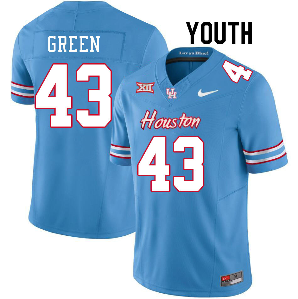 Youth #43 Rickey Green Houston Cougars College Football Jerseys Stitched-Oilers